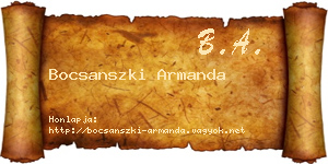 Bocsanszki Armanda névjegykártya